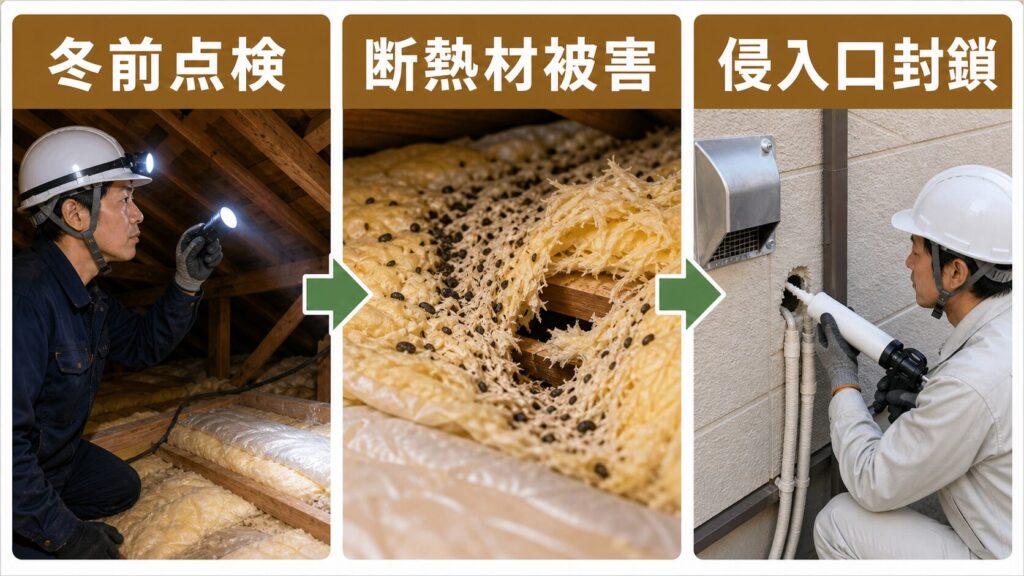 北海道特有の厚い断熱材と巣づくりリスク