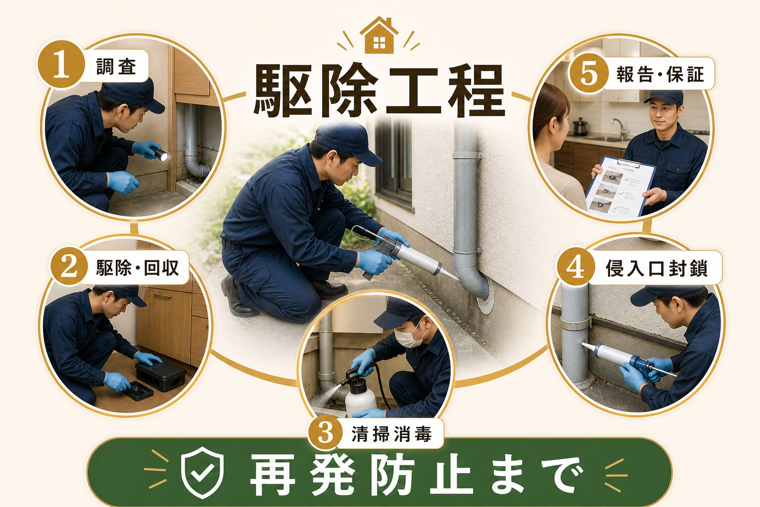島根県のネズミ駆除・施工の流れの解説画像
