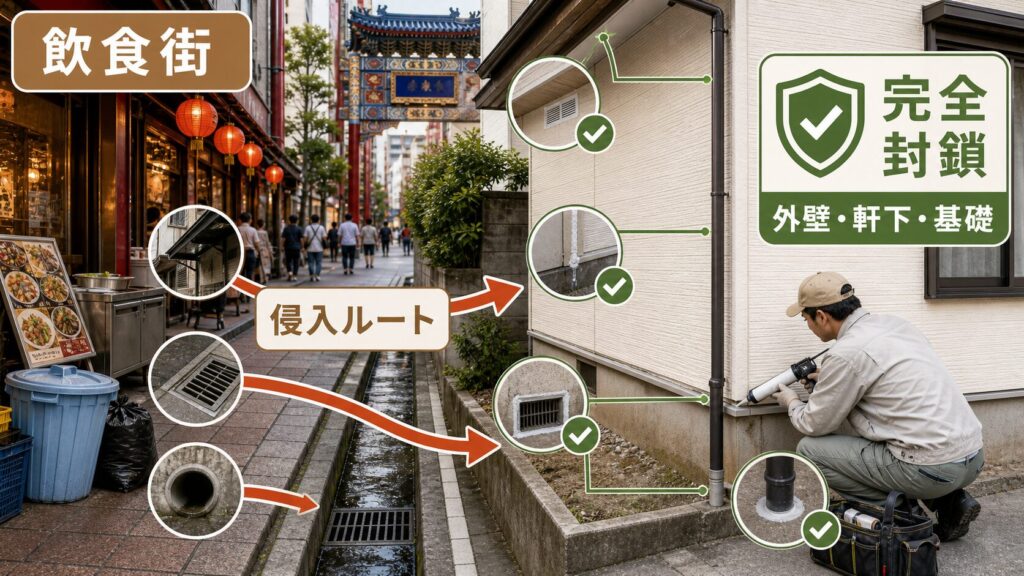 大阪市の住宅・店舗でネズミが侵入しやすい箇所