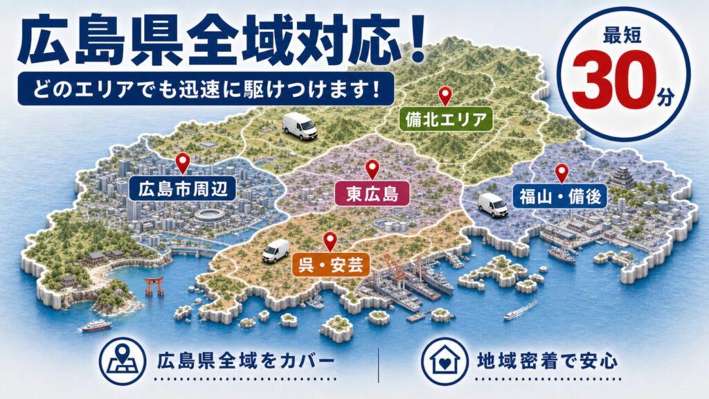 広島県のエリア別対応状況の解説イラスト
