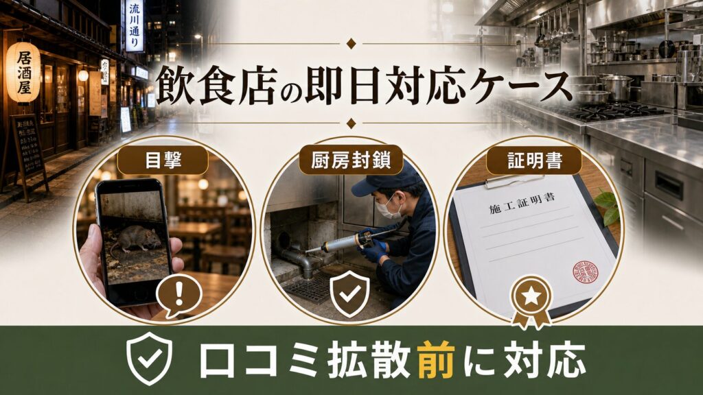宮島口・観光飲食密集エリアの食品残渣によるクマネズミ集積