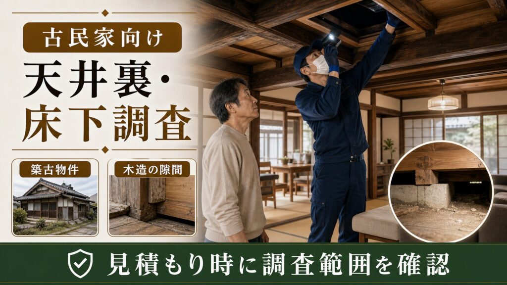 出雲大社・松江城下町の古民家に定着するクマネズミの被害イメージ