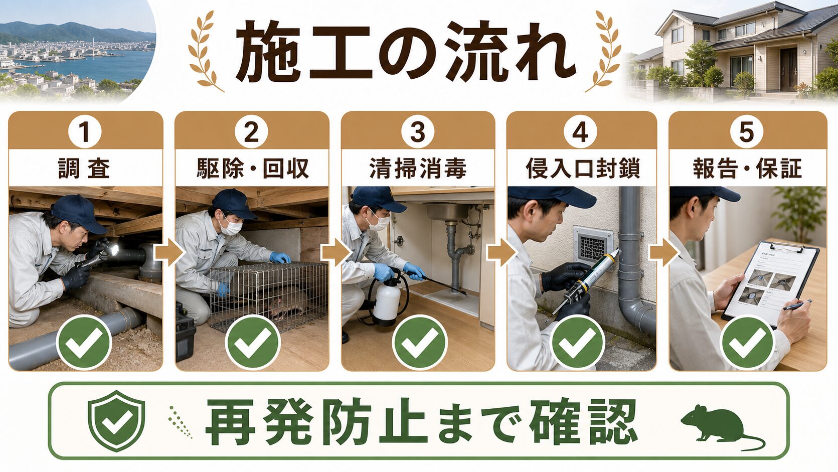 愛媛県のネズミ駆除・施工の流れ