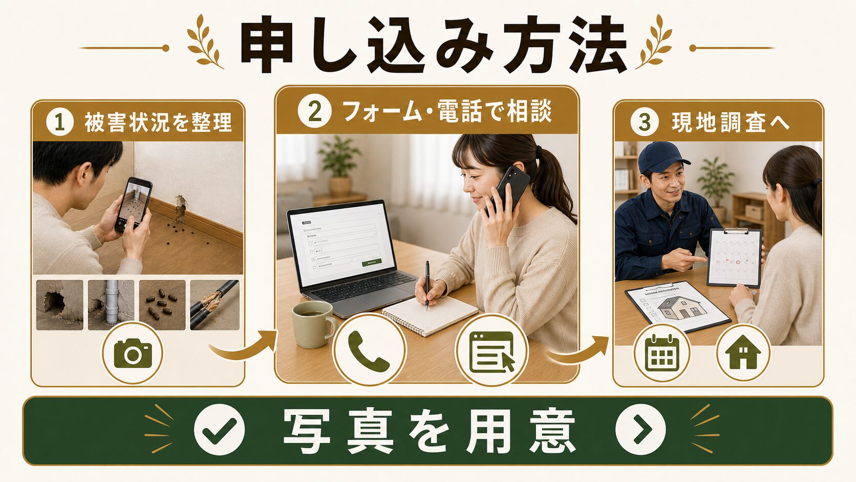 電話とフォーム、駆除ザウルスへの申し込みはどっちが早い？のイメージ
