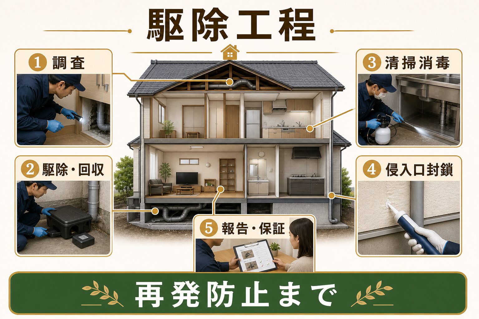 山口県のネズミ駆除・施工の流れ