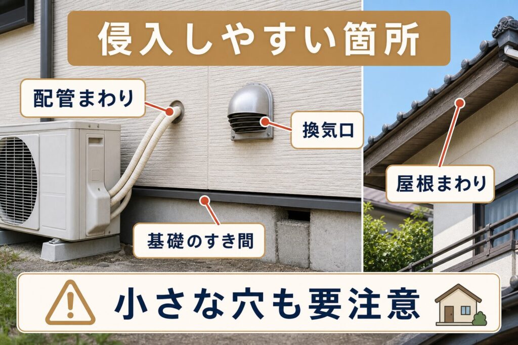 山口県の住宅・施設でネズミが侵入しやすい箇所