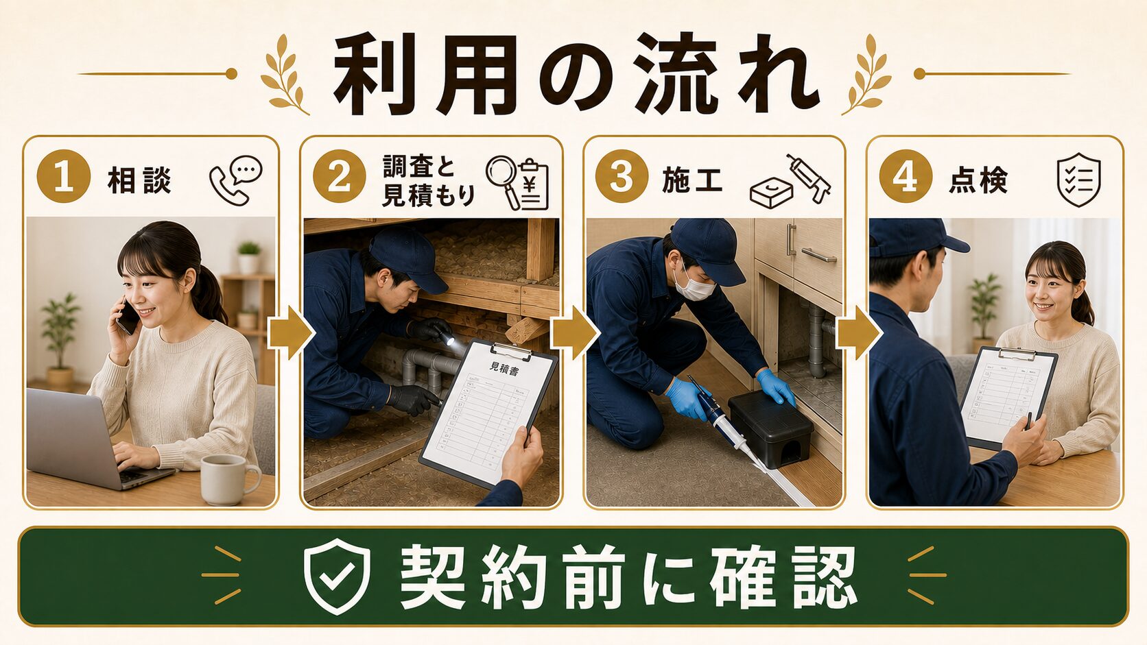 電話から最短10分。害獣セーフガードの利用はたった4ステップのイメージ