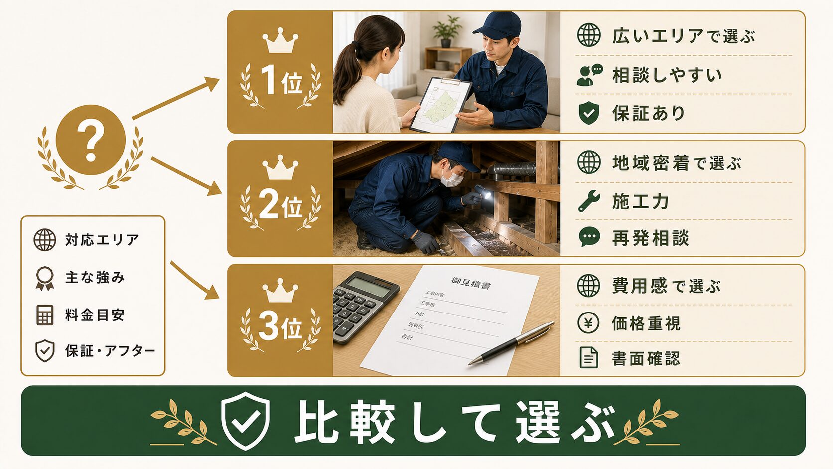 害獣セーフガードと比較しておきたいネズミ駆除おすすめ業者TOP3のイメージ
