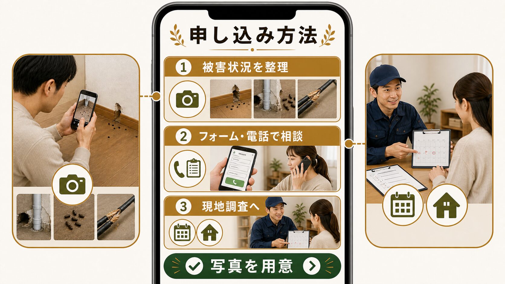 電話とネット、害獣駆除110番への相談はどちらが早い？のイメージ