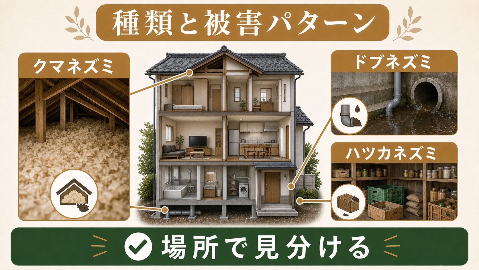 天井から聞こえる足音の正体は？害獣駆除110番が教えるネズミの見分け方のイメージ