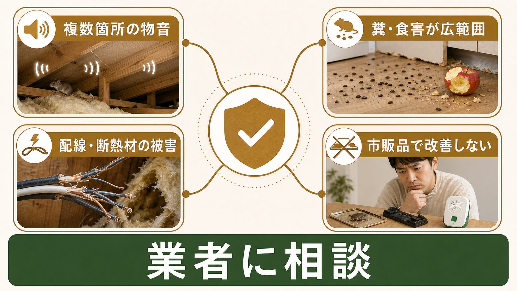 自分で駆除できる？プロに任せるべき判断基準のイメージ