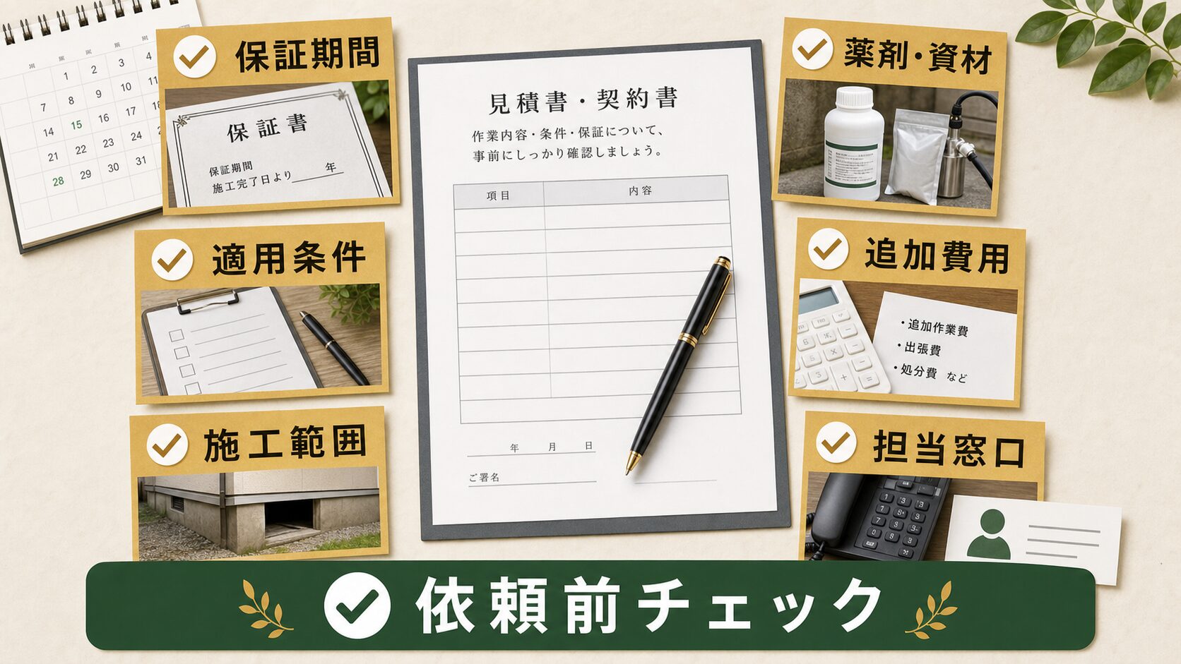 見積もり時に見落とすと後悔する6つの確認ポイントのイメージ