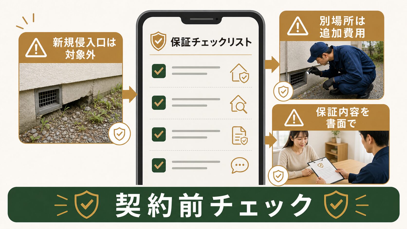 契約前に確認したい、アサンテの保証内容｜シロアリの5年保証との違いに注意のイメージ