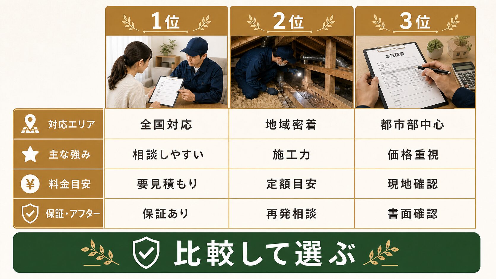 害獣BUZZと比較したいおすすめ業者のイメージ